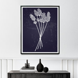 Simplicity in Bloom White Line Flower Drawing ポスター