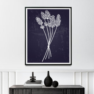 Simplicity in Bloom White Line Flower Drawing ポスター