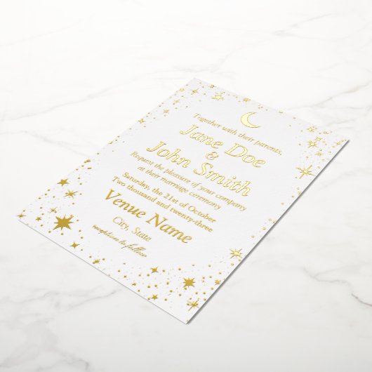 simplified celestial invitation black tie 箔招待状 (回転した状態)