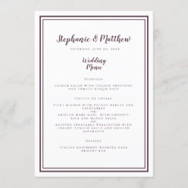 Simplistic結婚のメニューモダン紫の枠カード メニュー