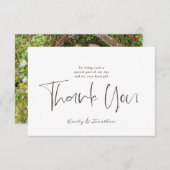 Simplistic'結婚s Thank You Script スタイリッシュ Photo サンキューカード (正面/裏面)