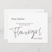 Simplistic スタイリッシュ Brown Script Flowergirlリクエスト ポストカード (正面/裏面)