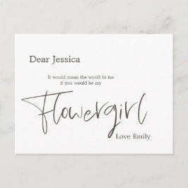 Simplistic スタイリッシュ Brown Script Flowergirlリクエスト ポストカード