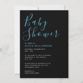 Simplistic モダン Black & Blue Baby Shower 招待状 (正面)