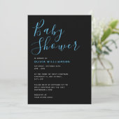 Simplistic モダン Black & Blue Baby Shower 招待状 (スタンド正面)