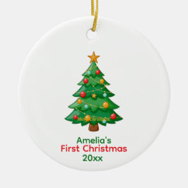 Simplistic Baby's First Christmas w/ Tree Ornament セラミックオーナメント