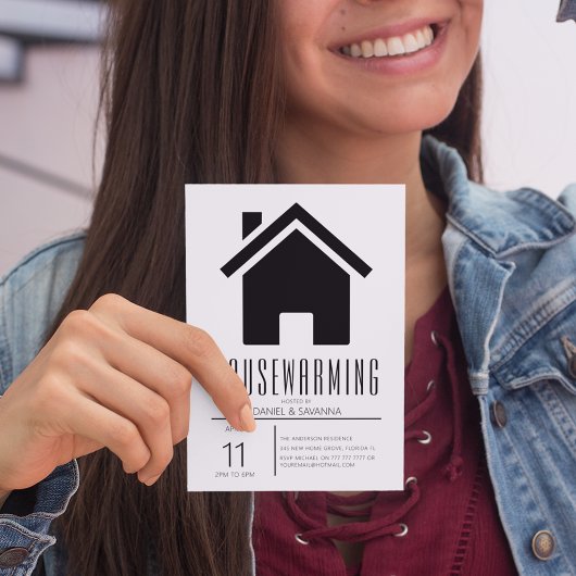 Simplistic Black & White引っ越し祝いパーティーパーティー 招待状