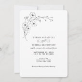 Simplistic Black White Floral Wedding Invitation  招待状 (正面)