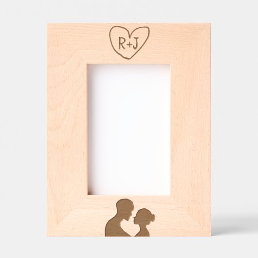 Simplistic Initials Carved Tree Sillhouette レーザー彫刻フレーム (正面)