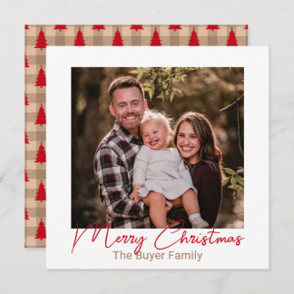 Simplistic Pleasures Red One Photo Christmas Card シーズンカード