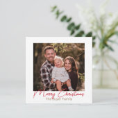Simplistic Pleasures Red One Photo Christmas Card シーズンカード (スタンド正面)