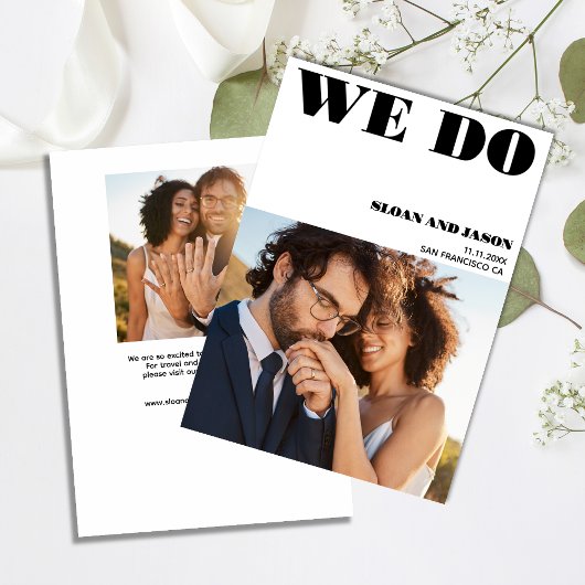 Simplistic White Black We Do Photo Save The Date セーブザデート