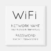 Simplistic WiFi詳細ネットワークパスワードホワイト マグネット (正面)