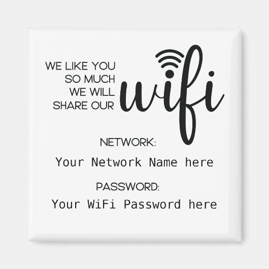 Simplistic WiFi Details Network Password マグネット (正面)