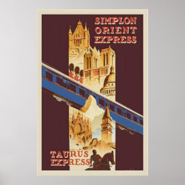 Simplon Orient Express Travel by Train Vintage ポスター