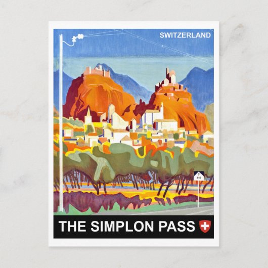 Simplon Pass，スイス，ヴィンテージ旅行 ポストカード (正面)