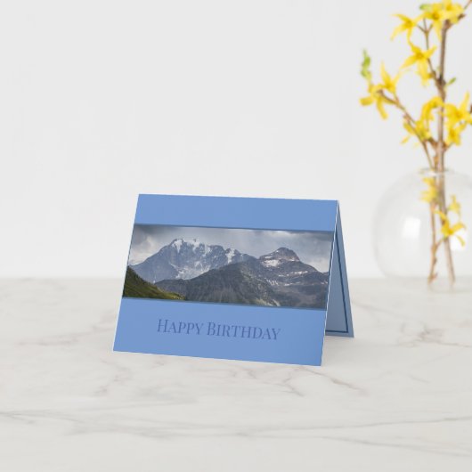 Simplon Pass Mountains，スイス誕生日 カード (黄色い花)