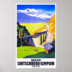 Simplon Pass Switzerland vintage travel Poster ポスター
