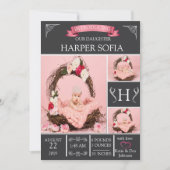 Simply エレガント Baby Garl Birth Announcement（単にBaby G 招待状 (正面)