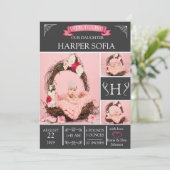 Simply エレガント Baby Garl Birth Announcement（単にBaby G 招待状 (スタンド正面)