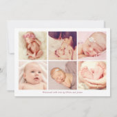 Simply エレガント Baby Girl Photo Collage誕生 案内状 (裏面)