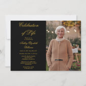 Simply エレガント Photo Black Lifeお祝い 招待状 (正面)