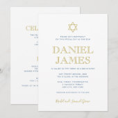 Simply エレガント Star、文字オン・バック、バー（ユダヤ教の）バル・ミツバー 招待状 (正面/裏面)