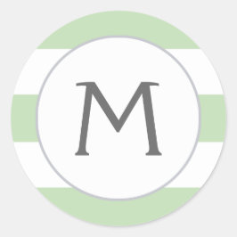 Simply ストライプ Monogram Stickers/ミント ラウンドシール