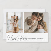 Simply モダン Happy Holidays Script 2写真 シーズンカード (正面)