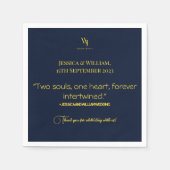 Simply モダン Navy Blueと金ゴールドのナ結婚プキン スタンダードカクテルナプキン (正面)