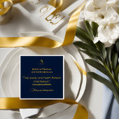 Simply モダン Navy Blueと金ゴールドのナ結婚プキン スタンダードカクテルナプキン