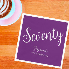 Simply モダン Script Autumn Purple 70誕生日 スタンダードカクテルナプキン