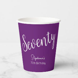 Simply モダン Script Autumn Purple 70誕生日 紙コップ