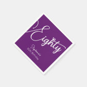 Simply モダン Script Autumn Purple 80誕生日 スタンダードカクテルナプキン (角)