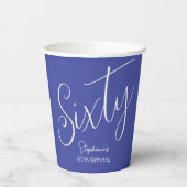 Simply モダン Script Lavender Purple 60誕生日 紙コップ (裏面)