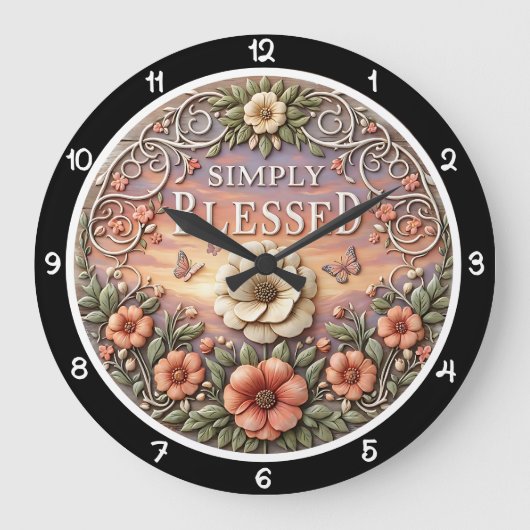 Simply Blessed Sunset Garden ラージ壁時計 (正面)