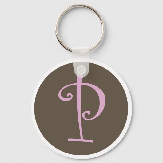 Simply Brown & Pink Keychain "P" キーホルダー (正面)