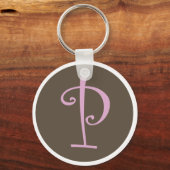 Simply Brown & Pink Keychain "P" キーホルダー (正面)