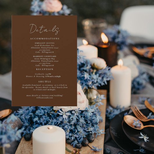 Simply Brown Wedding Details Enclosure 招待状