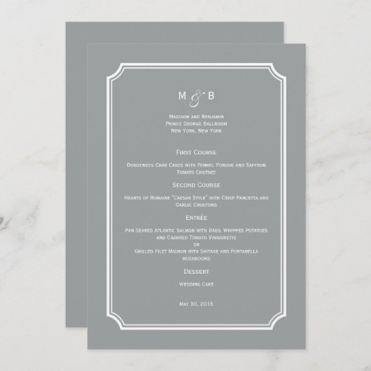 Simply Chicの結婚メニューカード メニュー (正面/裏面)