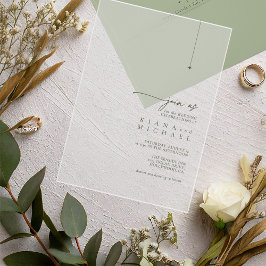 Simply Chic ウェディング 苔グリーン 透明 ID1046 アクリル招待状