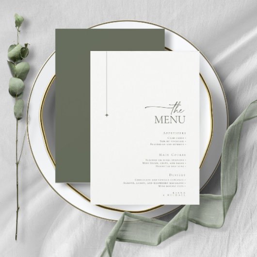 Simply Chic 結婚's Menu Pearl/Moss Green ID1046