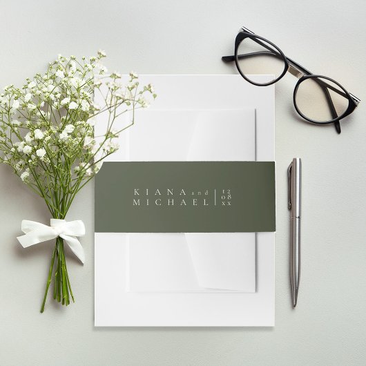 Simply Chic 結婚's Moss Green ID1046 招待状ベリーバンド