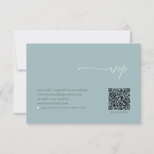 Simply Chic 結婚's QR Code Dustyティール(緑がかった色)ID1046 出欠カード (正面)