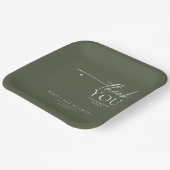 Simply Chic 結婚's Thank You Moss Green ID1046 ペーパープレート (傾斜あり)