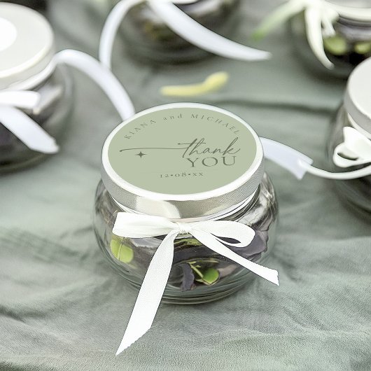 Simply Chic 結婚's Thank You Sage Green ID1046 ラウンドシール
