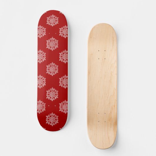 Simply Christmas Collection 赤と白のスノーフレーク スケートボード (正面)