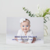 Simply Elegant Baby Girl Photo Collage Birth 案内状 (スタンド正面)