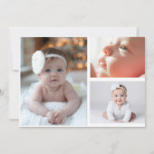 Simply Elegant Baby Girl Photo Collage Birth 案内状 (裏面)