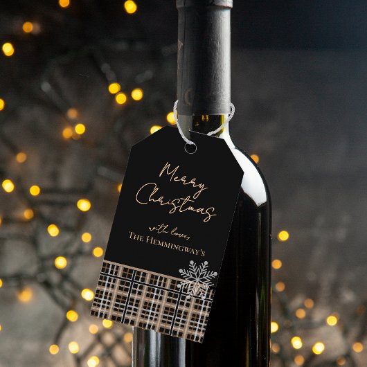 Simply Elegant Black & Tan Plaid Gift Tag ギフトタグ